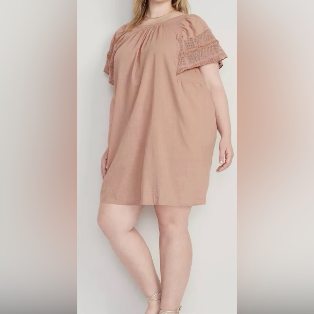 Women’s Old Navy  Flutter-Sleeve Tie-Back Mini Swing Dress Size XXL - Picture 4 of 8